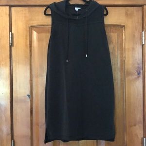 Black Hooded Tank Sweatshirt Dress